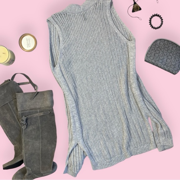 GAP Long Open Grey Cadigan Sweater Sz M - Picture 6 of 13